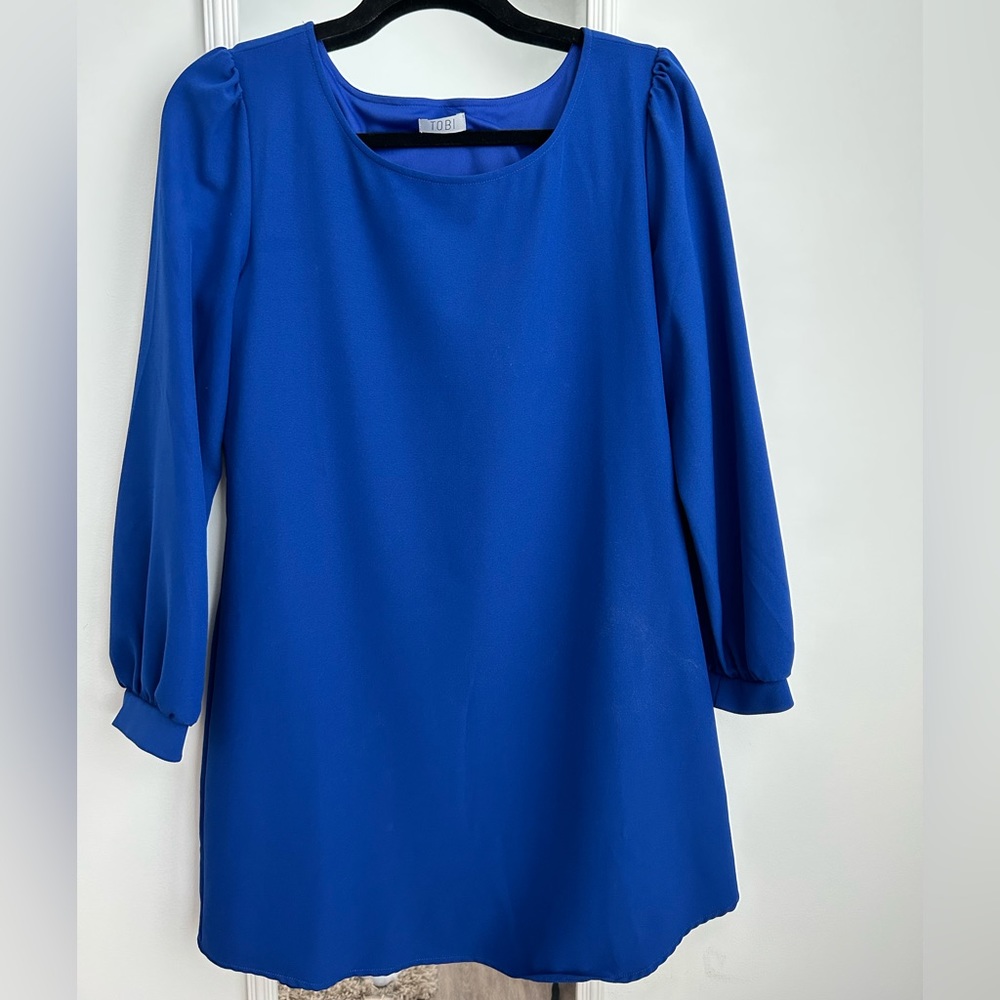 Tobi Royal Blue Shift Dress, Size Medium
